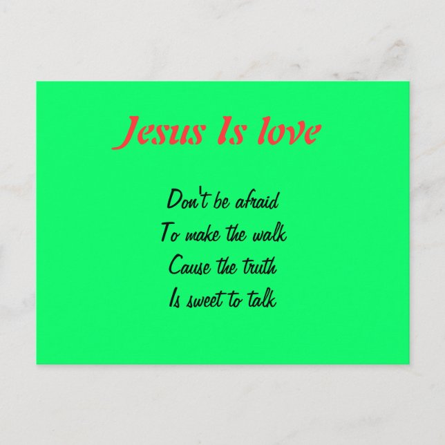Jesus is love postcards (Front)
