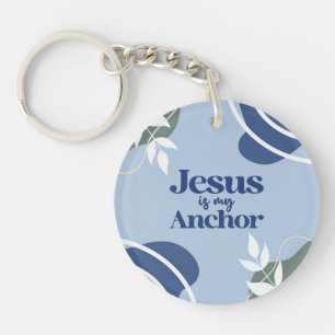 Jesus is My Anchor Floral Christian Gift Keychain