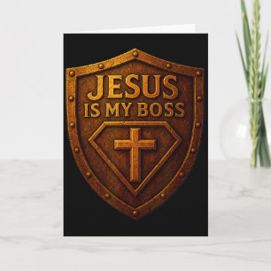 Jesus Is My Boss Christian Shield Superhero _1 Card