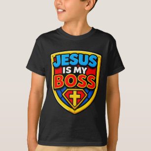 Jesus Is My Boss Christian Shield Superhero T-Shirt