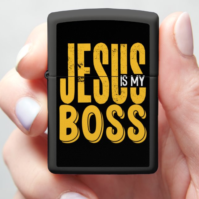 JESUS IS MY BOSS ZIPPO LIGHTER (In Hand)