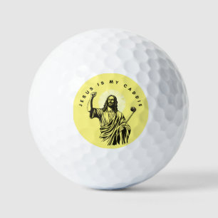 Jesus Is My Caddie Christian Humor Funny Yellow Golf Balls