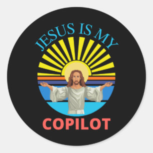 JESUS IS MY COPILOT CLASSIC ROUND STICKER