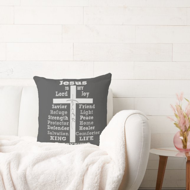 Jesus is my Everything Quote Christian Throw Pillow (Couch)
