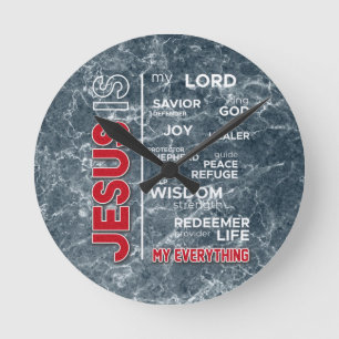 Jesus is my Everything Word Cloud Round Clock
