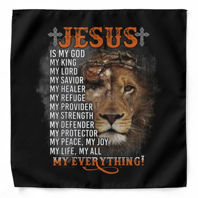 Jesus Is My God My Everything God Lion Bandana (Front)