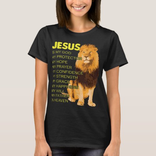 Jesus is my God Yellow Lion Christian of Judah T_Shirt