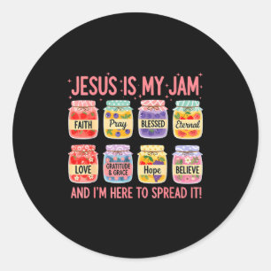 Jesus Is My Jam And Im Here To Spread Christian Fa Classic Round Sticker