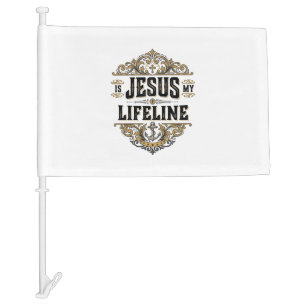 Jesus Is My Lifeline Vintage Christian Shirt Desig Car Flag