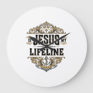 Jesus Is My Lifeline Vintage Christian Shirt Desig Large Clock