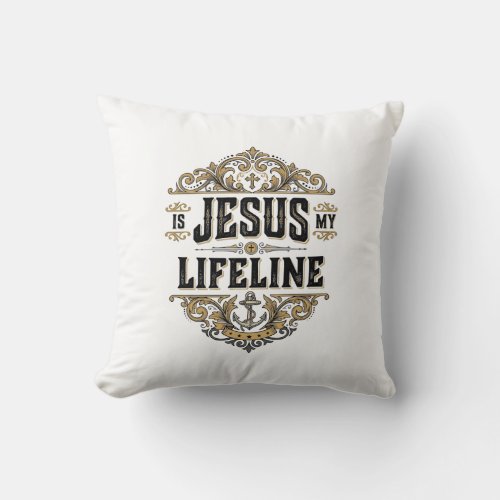 Jesus Is My Lifeline Vintage Christian Shirt Desig Throw Pillow