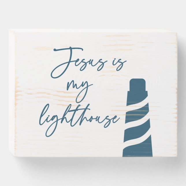 Jesus is My Lighthouse Blue Wood Sign (Front Horizontal)