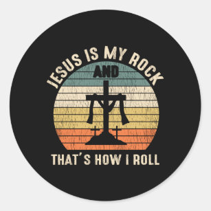 Jesus Is My Rock Jesus Lover Cross Christian Faith Classic Round Sticker