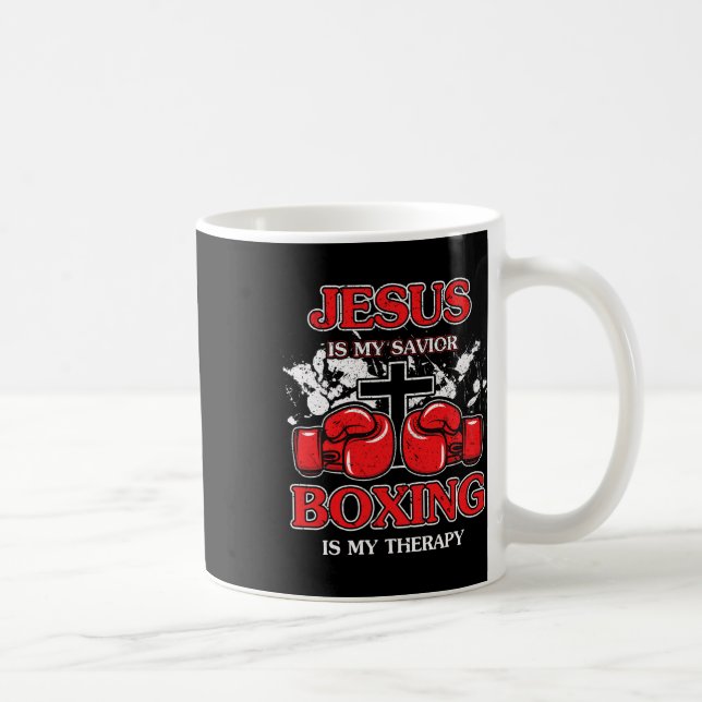 Jesus Is My Savior Boxing Is My Therapy  Coffee Mug (Right)