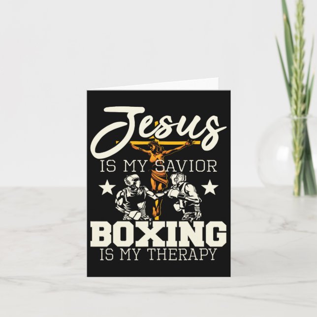 Jesus Is My Savior Boxing Is My Therapy - Gym Boxe Card (Front)