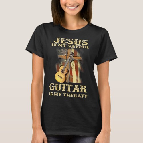 Jesus Is My Savior Guitar Is My Therapy Funny Chri T_Shirt