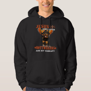 Jesus Is My Savior Rottweilers Are My Therapy Hoodie