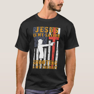 Jesus Is My Savior Shooting Is My Therapy Hoodie L T-Shirt