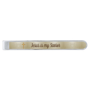 Jesus is my Savior Silver Finish Tie Bar