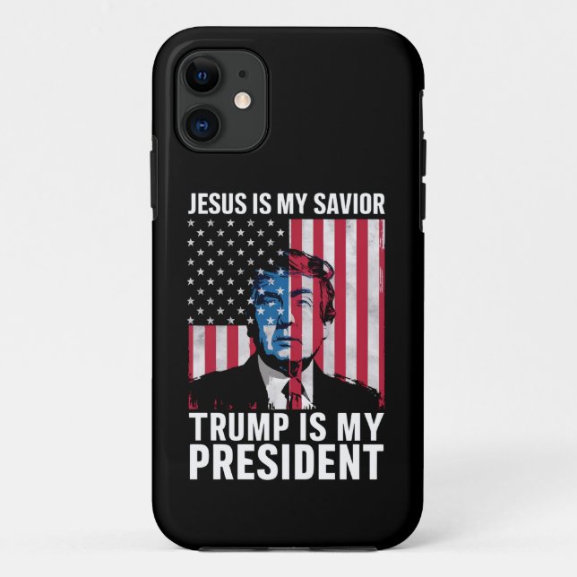 Jesus Is My Savior Trump Is My President 2024 Case-Mate iPhone Case (Back)