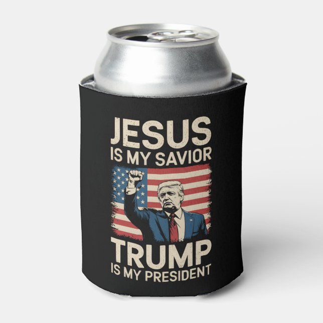 Jesus Is My Savior Trump Is My President 47 USA Can Cooler (Can Front)
