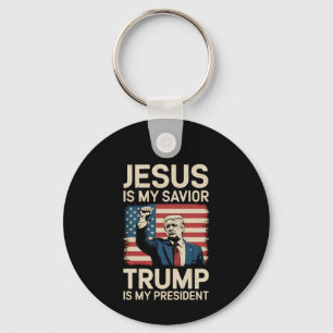 Jesus Is My Savior Trump Is My President 47 USA Keychain