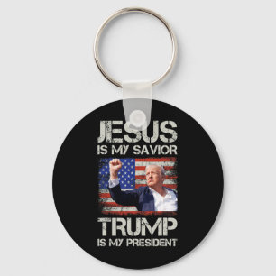 Jesus Is My Savior Trump Is My President American  Keychain
