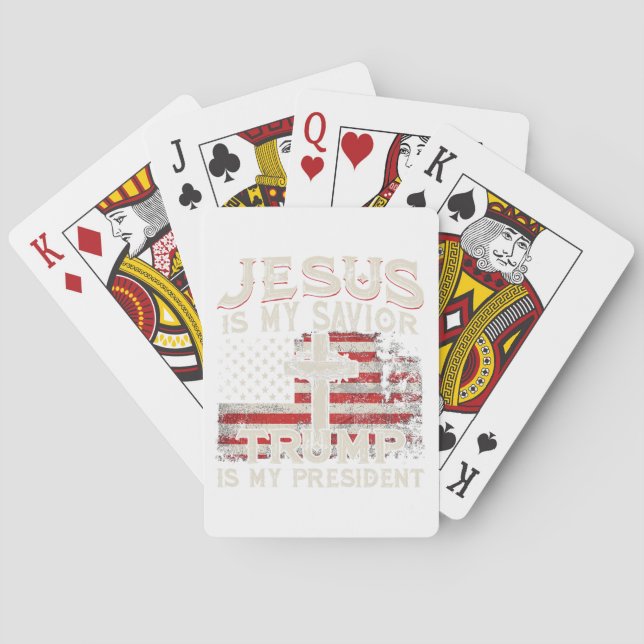 Jesus Is My Savior Trump Is My President American  Poker Cards (Back)