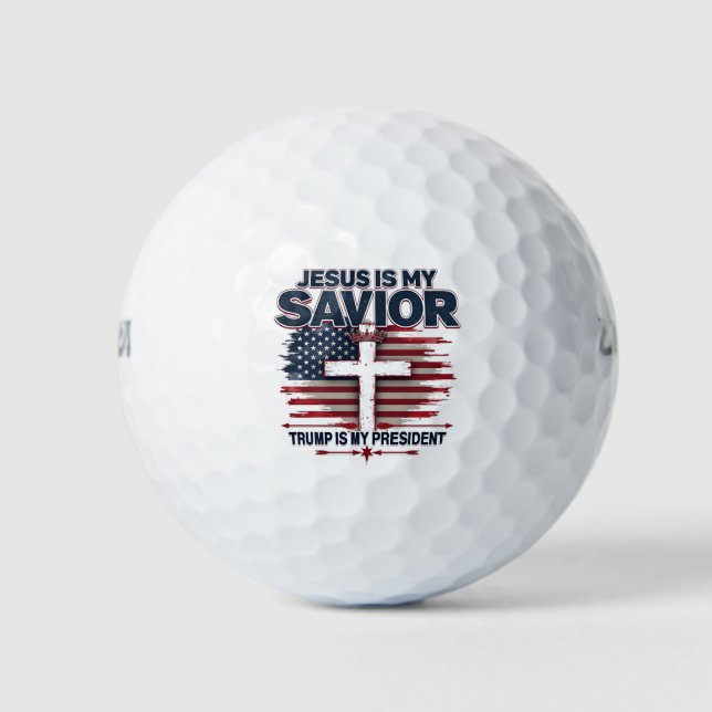 Jesus is My Savior Trump is My President Funny  Golf Balls (Front)