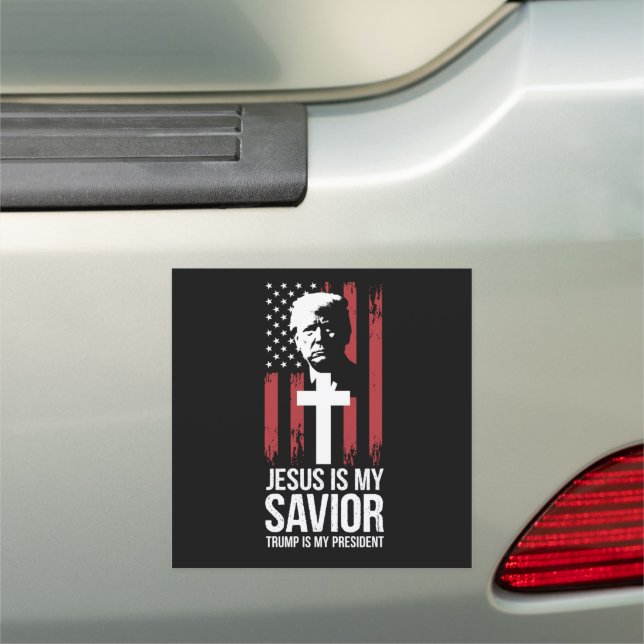 Jesus Is My Savior Trump Is My President Trump USA Car Magnet (In Situ)