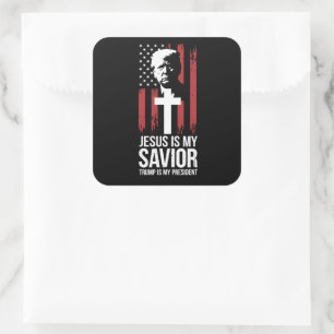 Jesus Is My Savior Trump Is My President Trump USA Square Sticker