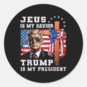 Jesus Is My Savior Trump Is My President Usa Flag  Classic Round Sticker