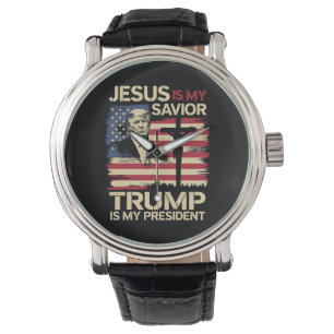 Jesus Is My Savior Trump Is My President USA Flag Watch