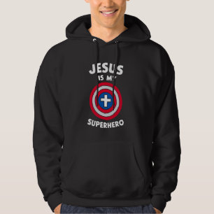 Jesus Is My Superhero Christian God Religious Comi Hoodie