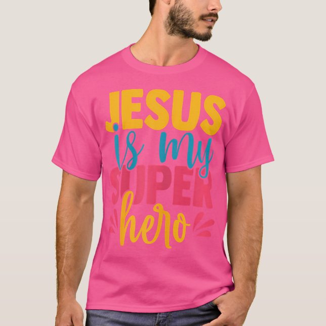 Jesus Is My Superhero Christian Kids Cute Powerful T-Shirt (Front)
