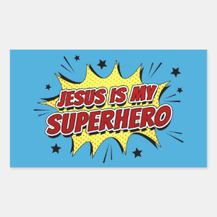 Jesus is My Superhero Kids & Adult Christian Faith Rectangular Sticker
