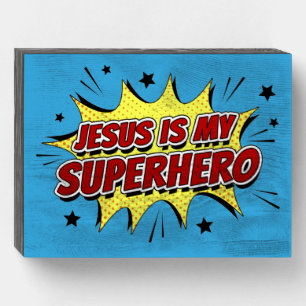 Jesus is My Superhero Kids & Adult Christian Faith Wooden Box Sign