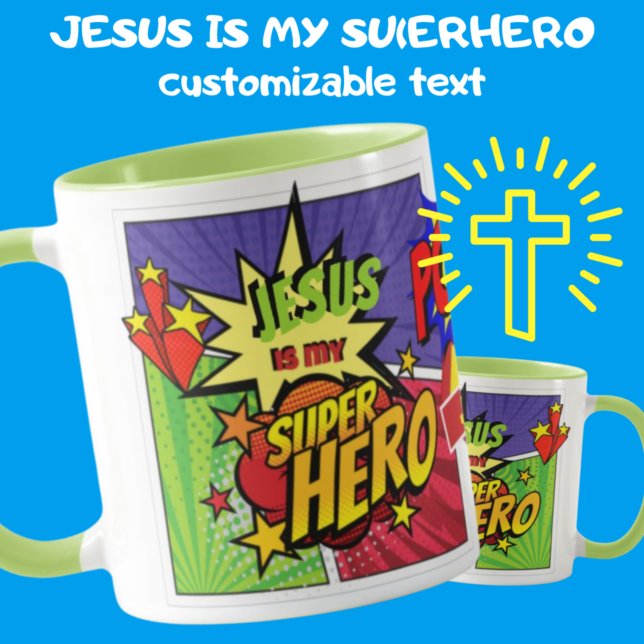 JESUS Is My SUPERHERO Personalized COMIC HERO Mug (Creator Uploaded)