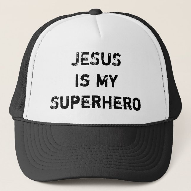 JESUS is my Superhero Trucker Hat (Front)