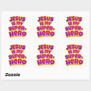 Jesus is My Superhero Women Girls Christian Faith Square Sticker