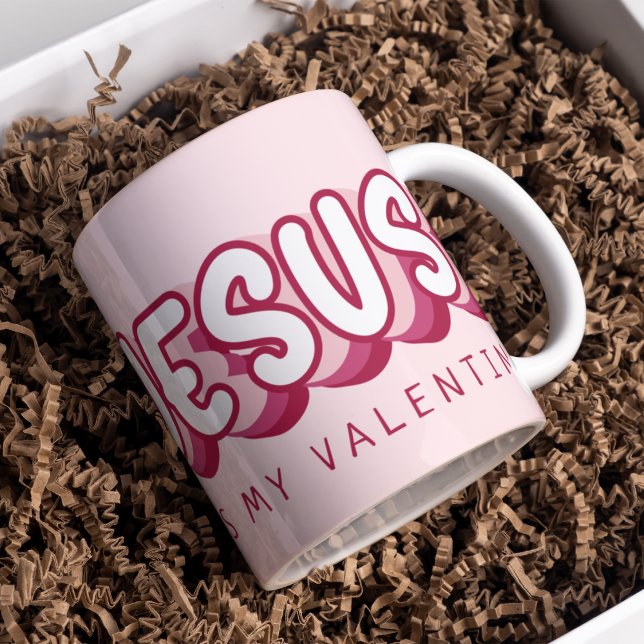 Jesus Is My Valentine Christian Red Heart Retro Coffee Mug (Creator Uploaded)