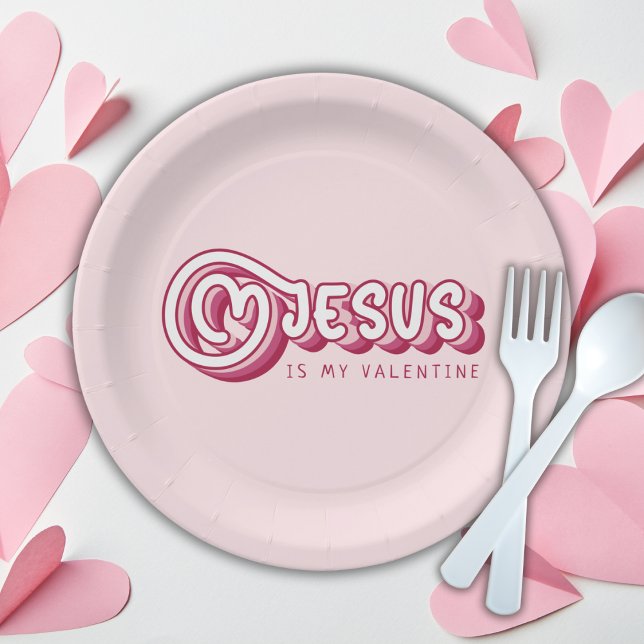 Jesus Is My Valentine Christian Red Heart Retro Paper Plates (Creator Uploaded)