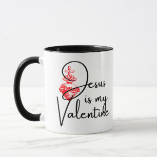 Jesus is My Valentine Red Heart Religious Mug
