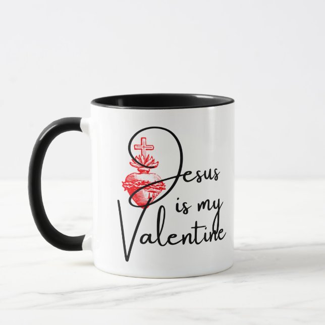 Jesus is My Valentine Red Heart Religious Mug (Left)