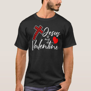 Jesus Is My Valentines Day Cool V Day Plaid Cross T-Shirt