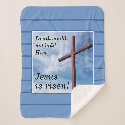 JESUS IS RISEN Blue Easter Sherpa Blanket