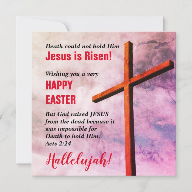JESUS IS RISEN Christian Cross Easter Holiday Card (Front)