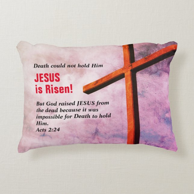 JESUS IS RISEN Christian Easter Accent Pillow (Front)