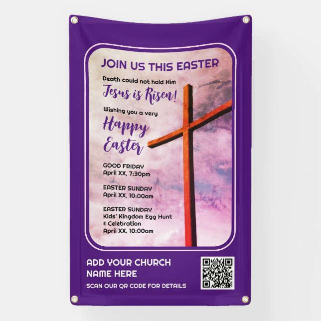 JESUS IS RISEN Christian Easter Banner (Vertical)