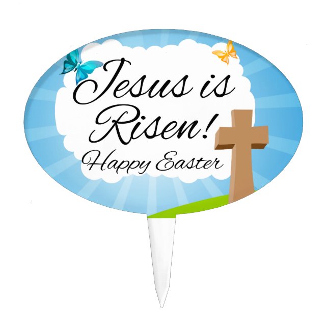 Jesus is Risen, Christian Easter Cake Topper (Front)